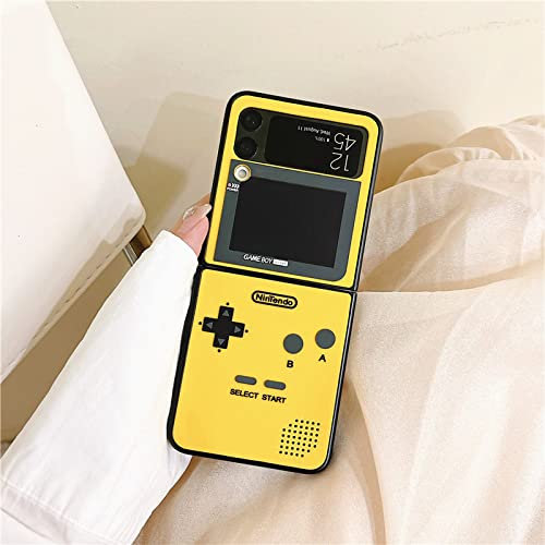 LIFEKA Handyhüllen für Samsung Galaxy Z Flip 4, Gelber Game Boy, Klapphülle aus Thermoplastischem Polyurethan, Zusammenklappbar, Gelb