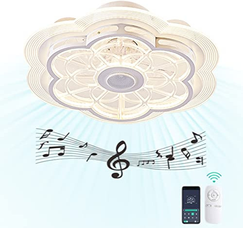 ANKBOY Ceiling Fan with Lights LED Dimmable with Remote Control Ceiling Light with Fans and Bluetooth Speaker Silent Hidden Blade Ceiling Fan with Lamps Timing for Living Room