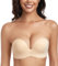 Lemorosy Push up Strapless Bra Women's Anti-Slip Invisible Seamless Wireless Lift Support(Beige,38DD)