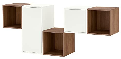 IKEA EKET Hängeschrank Kombination, 175x35x70 cm, Weiß/Nussbaum Optik