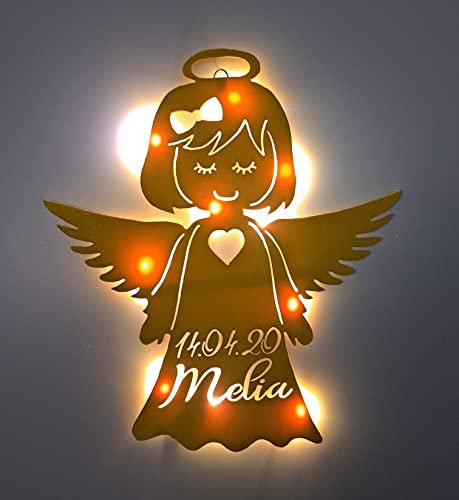 Designbysh Personalisiertes Baby-Geschenk Taufgeschenke Geschenke zur Geburt Taufe mit Namen Junge Mädchen Jungs Nachtlicht Schlummerlicht Engel