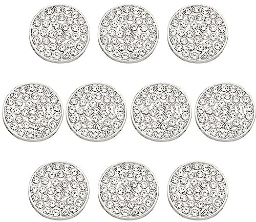 ftiemlovde 10 Edel Dirndl Knöpfe Silber Zum AnnäHen Metall mit Strass, Trachten Nachthemd Knopf Mantel Groß,öSenknöPfe Aus Kupferlegierung Blazer ZierknöPfe (G10S 18mm)