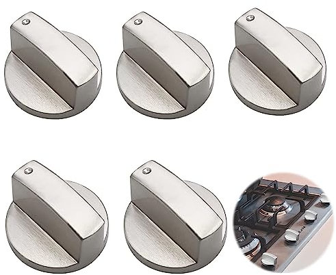 LEZED Manopola Fornello a Gas 5 Pezzi,6mm Manopole Controllo Forno,Manopole Forni,Metallo Stufa Gas Manopola,Lega Di Zinco Cucina Manopola,Manopola Universale per Fornelli a Gas,Forno o Fornelli