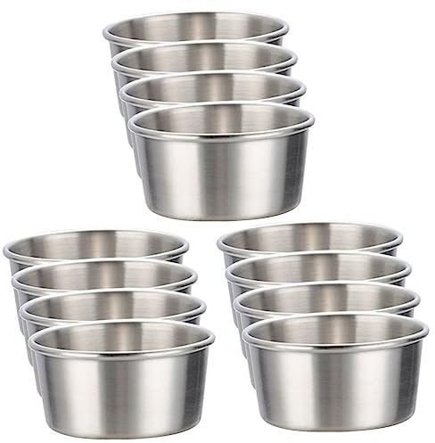 HEMOTON 12 Pièces Assiette à Sauce Coupes à Trempette Bols à Condiments Individuels Ramequins En Métal Tasse De Ketchup En Métal Saladier En Métal Miniature Accessoires Acier Inoxydable