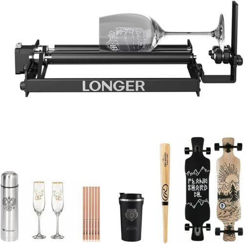 Longer Lasergravur-Roller und -Halterung: Perfekter Partner für Lasergravurmaschinen, Y-Achse 360° Rotation, 6-100 mm Gravurraum, kompatibel mit Laser Graviermaschinen anderer Marken.