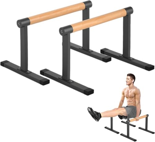 Parallettes calisthenics Holz Rutschfeste Liegestützgriffe, Premium Turnen und Calisthenics Equipment, Bounabay Dip Bar Krafttraining, Handstand Barren, Push up bar