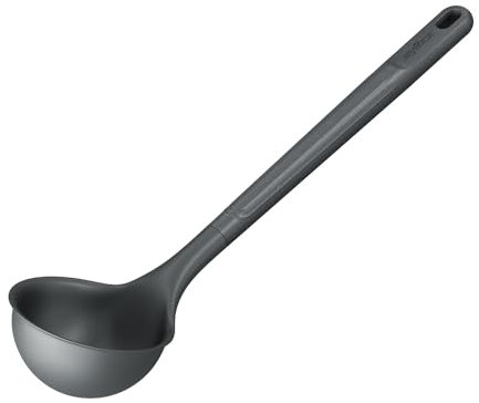 Zyliss Louche moyenne en paille de blé/nylon durable pour cuisiner et servir avec tête en silicone résistant à la chaleur, gris béluga, 28 cm x 5,5 cm, passe au lave-vaisselle