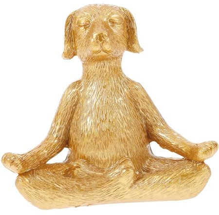 TOPPERFUN Yoga-hundeschmuck Tisch-Zen-Tier Feng-Shui-Statue Zen-Tier-Yoga-Figur Tierrasendekor Yoga-hundefigur Hunde-Buddha-Statue Buddha-Hund Sitzt Zen-Garten-dekor Bohemien Harz Haustier