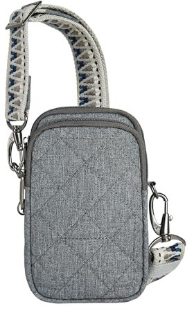 Travelon Unisex Anti-Theft Boho 2 Compartment Phone Crossbody Umhängetasche, Grau meliert