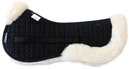 Naturally Equestrians Saddle Pad Lambskin Half Pad Sheepskin Saddle Pad Clear Spine Fully Lined Merino Wool Dressage Jumping Half Pads for Horses High Withers Spine Free (Natural & White, Large)