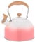 Qianly Whistling Kettle Stovetop Kettle with Spout Cover, Loud Whistle Lightweight Camp Tea Coffee Pot Classic for Hiking Outdoor, pink