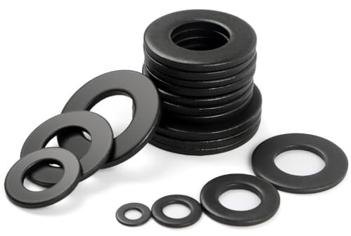 FOMGIIN Arandelas Planas M3 x 7 mm, 100 Piezas Arandelas Negras Metalicas Espaciadoras de Acero al Carbono, Arandelas Metálicas Tóricas Negro Arandela Plana Pequeño para Tornillos Sujetadores