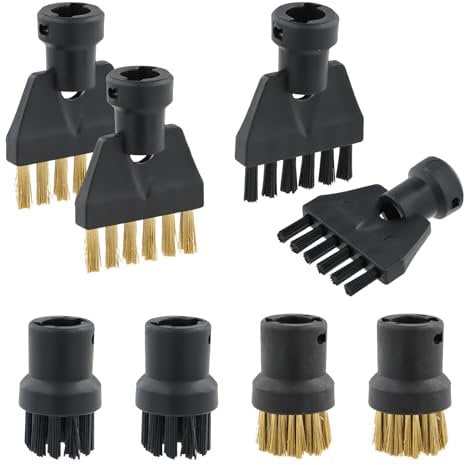 Anseom 8 Pieces Steam Cleaning Brush Set Nylon Brass Wire Brush Tool Nozzles Steam Cleaner Accessories for Karcher Steam Cleaner Replacement Brush for Kitchen Furniture