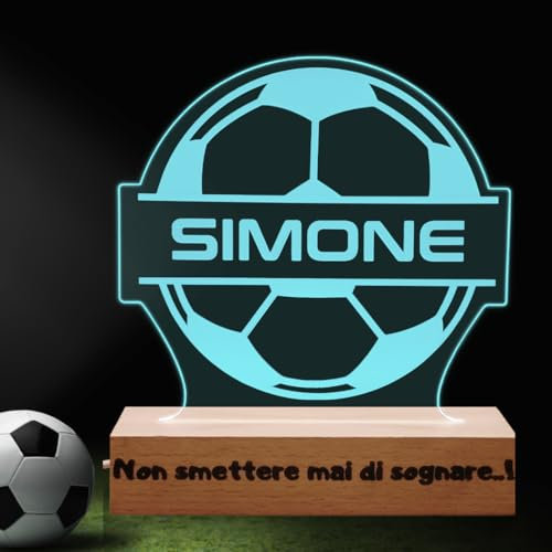SBUGATTA | Lampada Cameretta Bambino | Regalo Bambino| Sport Basket | Luce Notturna Personalizzata| Effetto 3d Led | Gadget Basket e Calcio | Idea Regalo Compleanno (CALCIO/PALLONE)