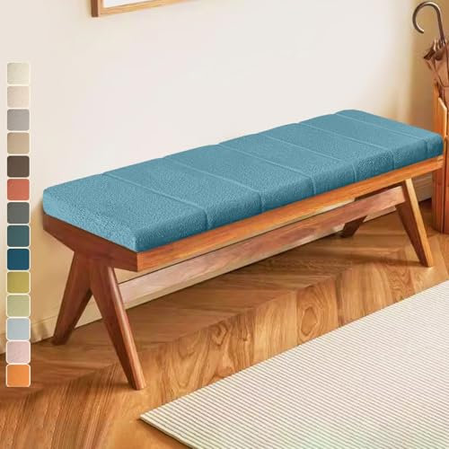 Lsjoaw Bankauflage 70 X 30 X 6CM Sitzkissen Bankpolster Wasserdicht Schmutzabweisend und Kratzfest Sitzkissen für Fensterbank Esstisch Gartenbank Schaukel Terrasse Bank Drinnen Sitz Pfauenblau