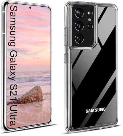 Elekpia Crystal Clear Hülle Kompatibel mit Samsung Galaxy S21 Ultra 5G, Anti-Fingerabdruck Anti-Vergilbungs Handyhülle, Kratzfest Stoßfest Durchsichtig Schutzhülle, TPU Case, Dünn Cover (Transparent)