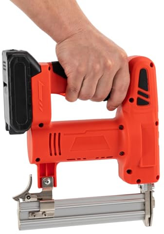 2-in-1 Akku Tacker Nagelpistole 21V Akku Nagler Elektrotacker Nagelpistole mit Akku und Ladegerät, Ideal für Dekoration, Möbelbau (Rot)