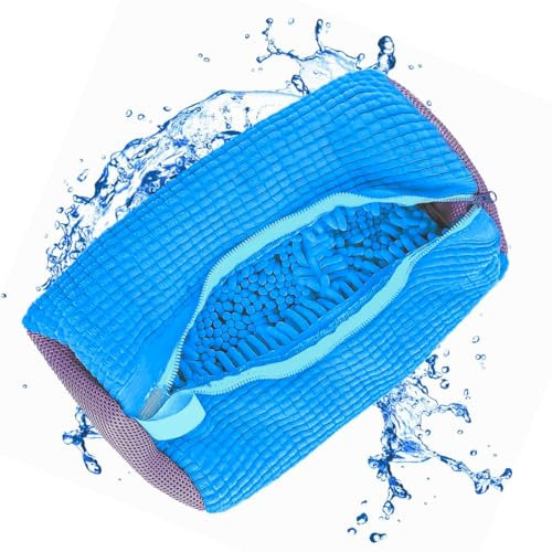 2 pezzi Sacchetti per Scarpe Lavanderia, 360 Degree Cleaning funzione per la pulizia dei copriscarpe in lavatrice con la cerniera chiusa, adatta a tutti i tipi di pulizia delle scarpe. (Blu)