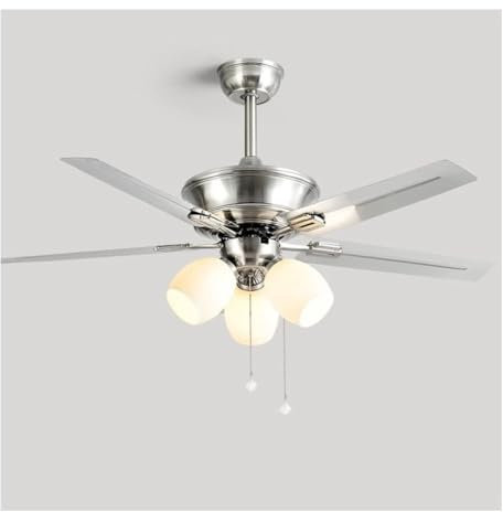 Lampadario Ventilatore Ventilatore Da Soffitto In Acciaio Inossidabile, Luce, 5 Pale, Telecomando, Moderno, Silenzioso, Per Camera Da Letto, Soggiorno, Sala Da Pranzo, Interni Silenziosi Ventilatore D