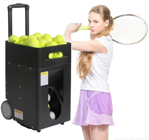 HCAUYNN Elektrischer Tennisball-Feeder, Aufschlaggeschwindigkeit: 10–50 Km/H, FüR Ballzufuhr Mit Festem Punkt, Fernbedienung/App-Steuerung, Arbeitszeit: 2–4 Stunden