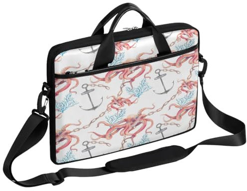 Ocean Anchor Octopus Laptoptasche für Damen und Herren, Laptop-Hülle, Handtasche, Schultertasche, Aktentasche, 33 cm, 33,3 cm, 35,1 cm, 35,1 cm