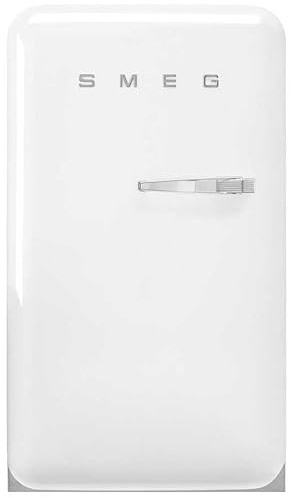 Smeg, FAB10LWH6 Frigorifero Tavolo Top Vintage 1 Anta, 122L, Cerniere a Sinistra, Freddo Statico, Congelatore 17L, 1 Clayette Regolabile, 1 Vassoio Verdure e Illuminazione LED, H 97 cm, Bianco