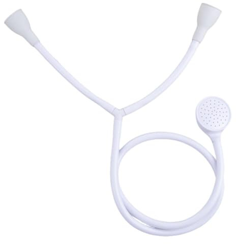 Double Tap Shower Spray Shower Attachment for Bath Taps with Flexible 2 Metres White Hose, Compatible with Most Round or Oval Basin Taps