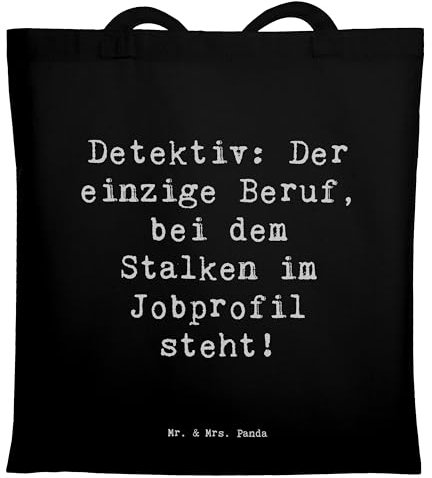 Mr. & Mrs. Panda Tragetasche Spruch Detektiv Beruf - Geschenk, Sherlock Holmes, Strandtasche, Schultertasche, Geschenke mit Herz, Botschaften