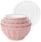BoxedHome Mixing Bowls with Lids Set, 4 Piece Large Plastic Nesting Mixing Bowls, Microwave and Dishwasher Safe, BPA Free, Great for Kitchen Prepping, Baking, Cooking Food, Pink