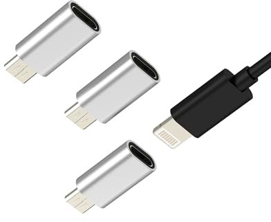 Adaptador micro USB macho a Lightning hembra (3 unidades) para iPhone para iPad, convertidor de cable Android, conectores de carga, accesorios de datos compatibles con Samsung Galaxy S6 S7edge+ Active
