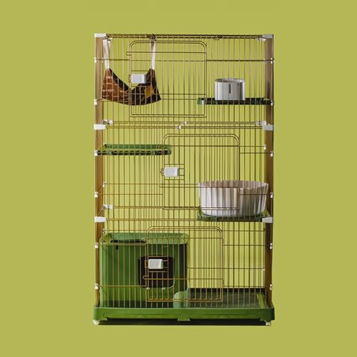 3-stöckiger Katzenkäfig aus Draht, Laufstall, großer Platz, 109,2 x 56,3 x 176,5 cm, für 1–3 Katzen, grüne Katzenkiste