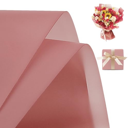 20 Blatt Blumenstrauß Geschenkpapier Altrosa Wasserdichtes Wrapping Paper für Blumen Geschenkverpackungen Floristenpapier 54x57cm