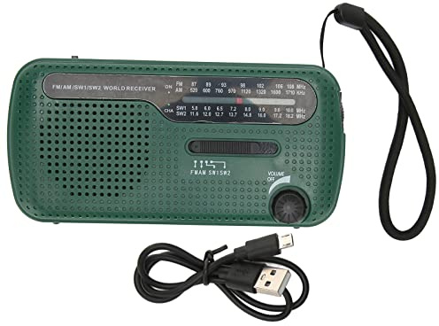 Handkurbel Solar Radio, AM FM SW1 SW2 Multiband Camping -Notfallradio mit LED -Taschenlampe, Energieeinsparung, Lademethode, Weit Verbreitete Anwendung (Grün)