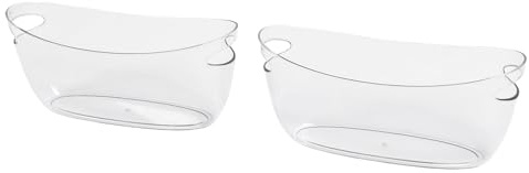 Zerodis Ice Buckets 5L Große Kapazität Wein Eimer Getränkewannen mit 2 Scoops Commercial Party Getränkkühler für Home Bar Hotel Champagner Bierflaschen 2 PCS Clear Eimer Set Clear Ice