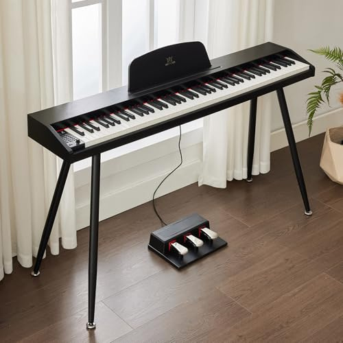 MUSTAR Digital Piano 88 Weighted Keys for Beginners, Full-Size 88 Key Piano Keyboard Semi Weighted, Electric Piano Keyboard 88 Keys with Triple Pedal, Wireless Connection, USB MIDI (Black)