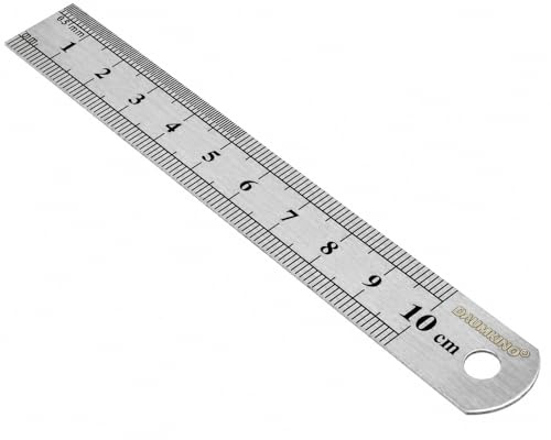 DAUMKINO Edelstahl Lineal, Metall, 10 cm | Millimeter- & Inch-Skalierung, Einzellängen oder Set, Schule, Büro & Werkstatt, 10–50 cm Längen verfügbar