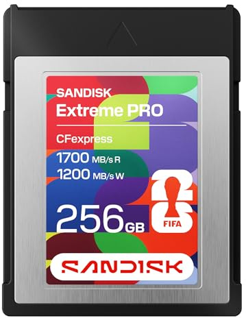 SANDISK CFexpress Type B Card 256GB, FIFA World Cup 2026 Edition | Up to 1700MB/s Read Speeds, 1200MB/s Write Speeds, PCIe Gen 3x2, 4K Raw Video, Oifficially Licensed FIFA World Cup 2026