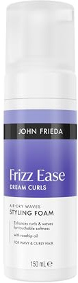 John Frieda Frizz Ease Dream Curls Air Dry Waves Styling Foam 150ml | Curl Booster for Wavy Hair, Mousse, Travel Size, Soft Definition