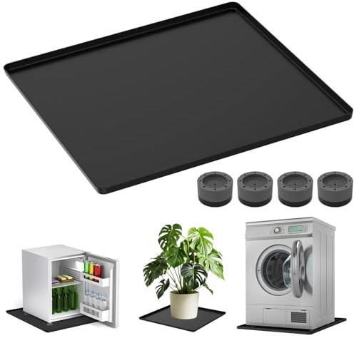 YUNYOUC Mini Fridge Silicone Mat 48x48, Floor Protector with 0.59Inch Raised Edges, Washing Machine & Freezer Drip Tray, Dryer Drip Pan, Wine Cabinet & Coffee Machine Floor Mat(48x48cm)