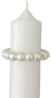 Kerzenring Perlen Tropfschutz Tropfenfänger für Kerze ab 3-10 cm Kommunionkerze Taufkerze Ertskommunion Kerzen weiß Hochzeit