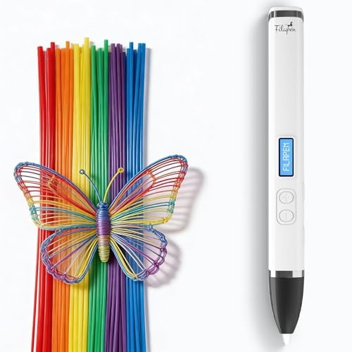 Filapen Premium 3D Stift Set Weiß – PCL Filament, kein Verbrennungsrisiko, ab 8 Jahren, 25m Filamente + Vorlagen