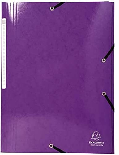 Exacompta 55826E Premium Einschlagmappe Iderama. Aus beschichteten Colorspan-Karton DIN A4 mit 2 Gummizügen und 3 Klappen Violett Sammelmappe Dokumentenmappe