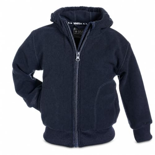 BMS Fleecejacke Kinder Jungen mit Kapuze, marine, Gr. 110