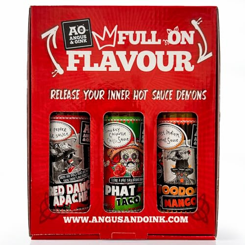Angus & Oink | Hot Sauce Gift Set | Spicy Chilli BBQ Sauces | 3 Pack