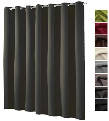 heimtexland ® XXL Ösenschal Verdunkelung HxB 245x275 cm Thermovorhang Verdunkelungsgardine Extra Breit Schwarz Typ139