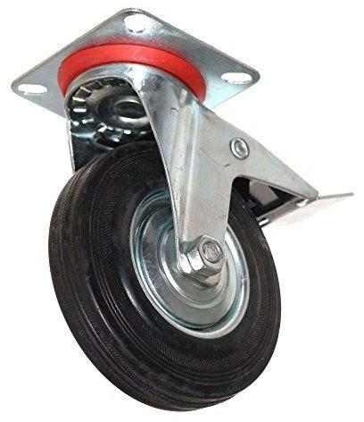 2x Möbelrolle 125mm Transportrolle Bockrolle Lenkrolle Bremse Gummirolle Laufrad Laufrolle Feststeller Rolle Neu Old-Harvest (125mm Lenkrolle mit Feststeller)