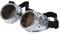 Ultra Silber Steampunk-Brille Mit Braunen Gläsern - Herren Damen Cyber-Gase Viktorianisches Punk-Schweißen Cosplay-Brille Goth Rustikale Niete Runde Fliegende Kostüm-Pilotenbrille