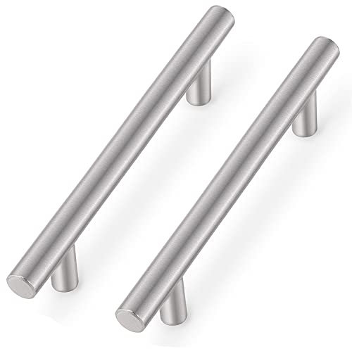 Probrico 15 PCS Brushed Nickel Stainless Steel Bathroom Cabinet T Bar Handle Furniture Drawer Pulls Cupboard Knobs (128mm Hole Centers - 192mm Long)