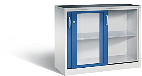 Werkzeugschrank mit Sichtfenster-Schiebetüren, 1 Boden, H1000xB1200xT500mm