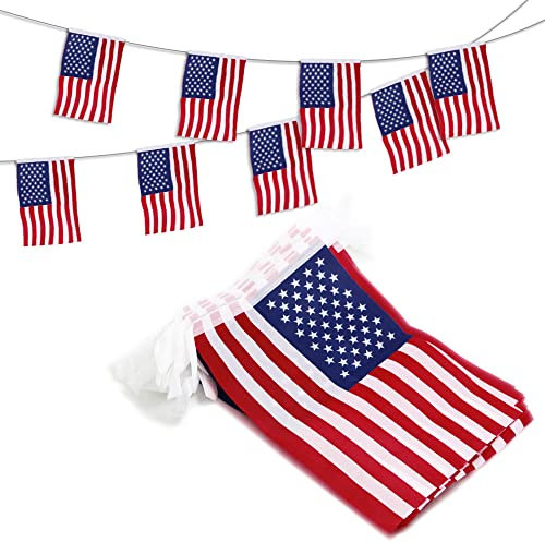 Anley USA Amerikanische Wimpelbanner, Patriotische Ereignisse 4. Juli unabhängigkeitstag Dekoration Sportbarren - 33 Fuß 38 Flaggen
